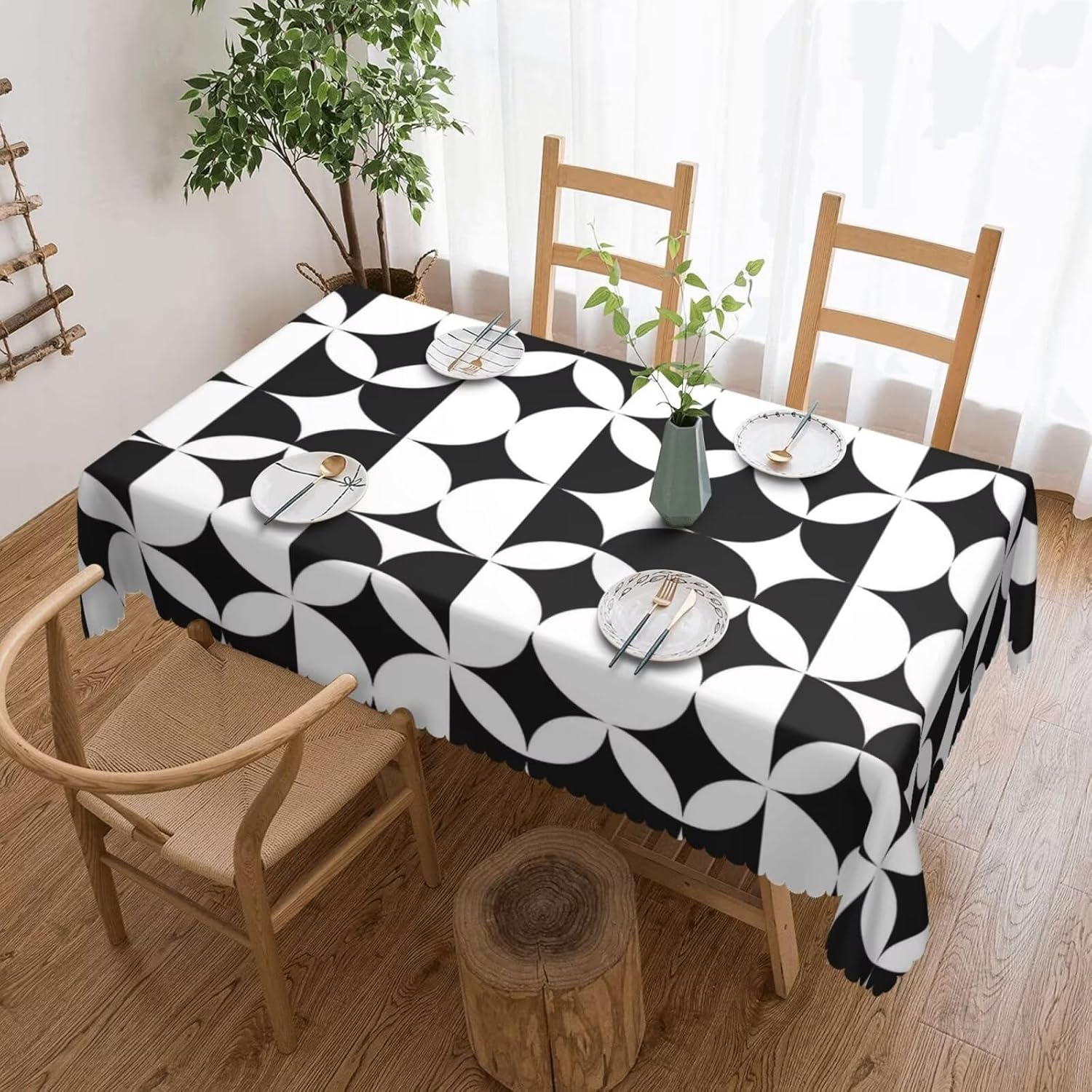 Century Textile & Sewing Supply By Owner - Minimalist Mid Century Modern Tablecloth, Premium
