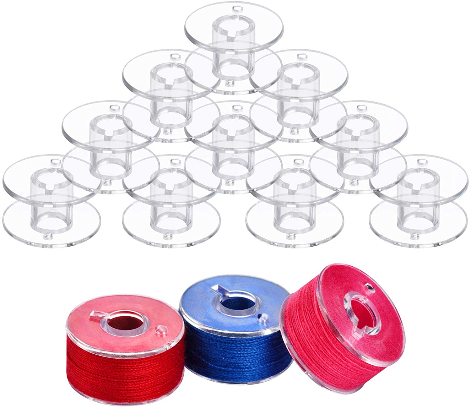 Twin Needle Stretch - 20/50PCS Clear Plastic Sewing Machine Bobbins,