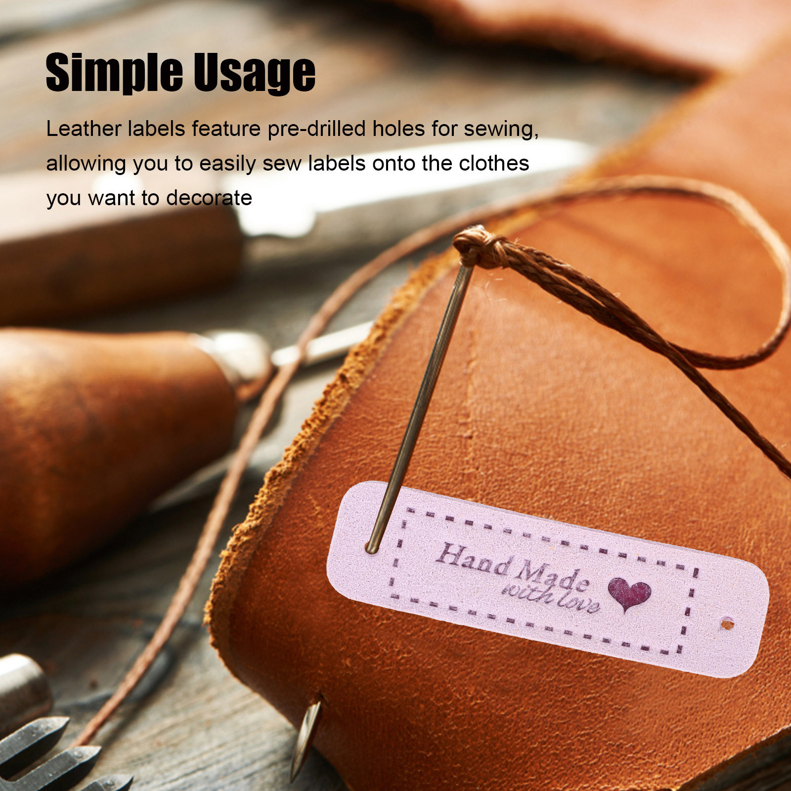 Sewing Labels - 60Pcs Handmade Labels Embossed Heart Pattern