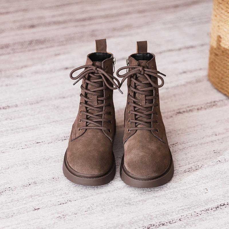 Womens Brown Suede Combat Boot - огляд і ціна Sewing Nylon